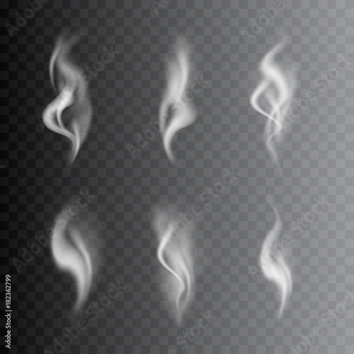 Realistic Detailed 3d Images Smoke Set. Vector