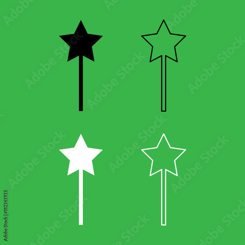Magic wand icon Black and white color set