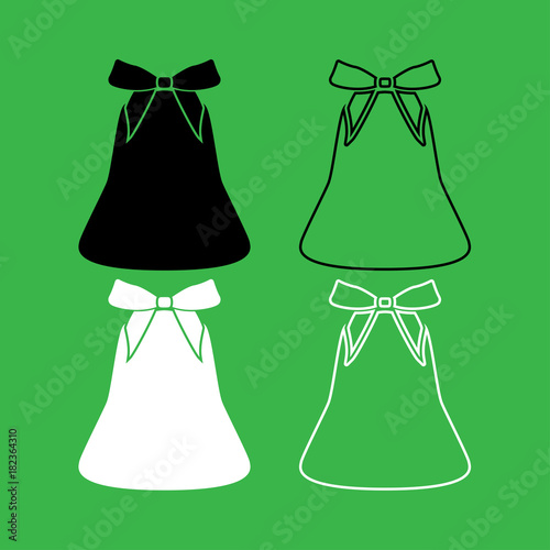 Bell with bow ribbon set icon