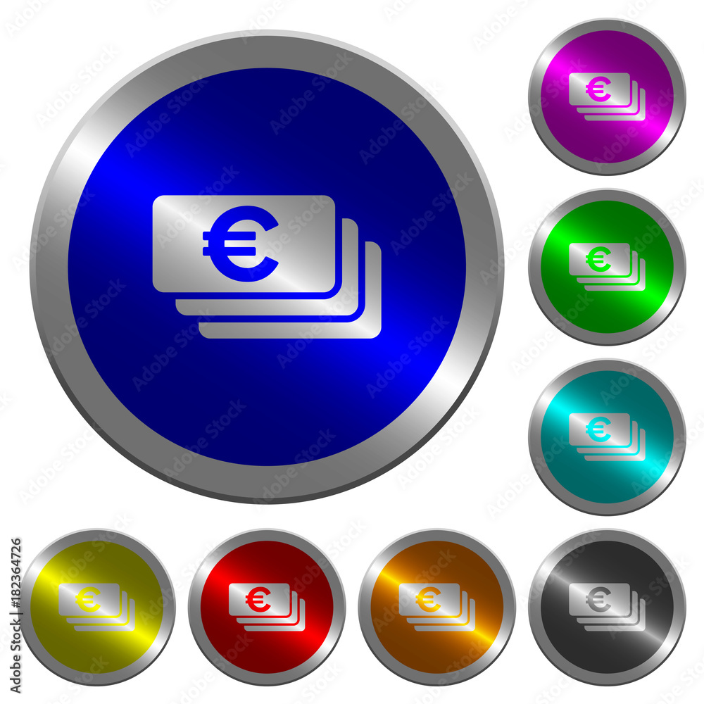 Euro banknotes luminous coin-like round color buttons Euro banknotes luminous coin-like round color buttons