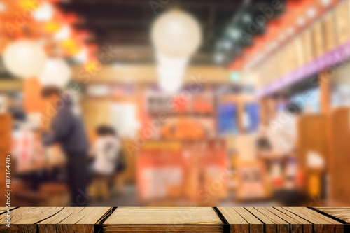 Empty counter with Japan Izakaya blue background