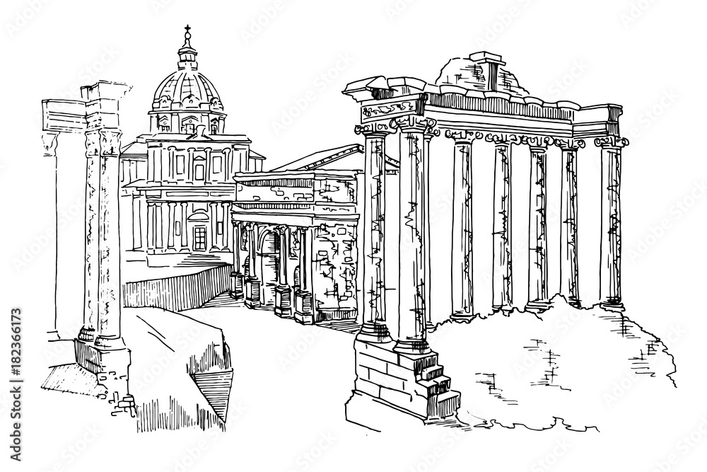 Rome Roman Forum Sketch Famous Landmark Stock Vector (Royalty Free)  474758023 | Shutterstock