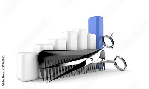 Obraz na płótnie Barber scissors with comber with chart