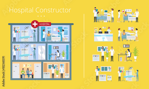 Hospital Constructor Scheme Vector Illustration