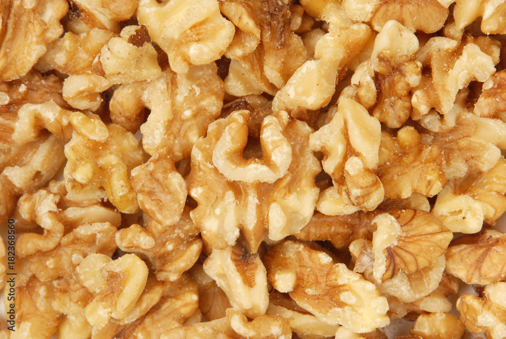 Macro view of walnut kernel Macro view of walnut kernel
