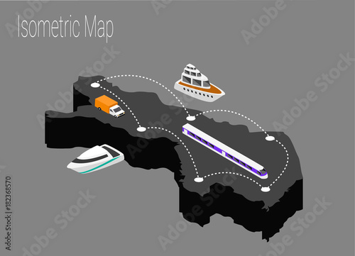 Map Finland isometric concept.