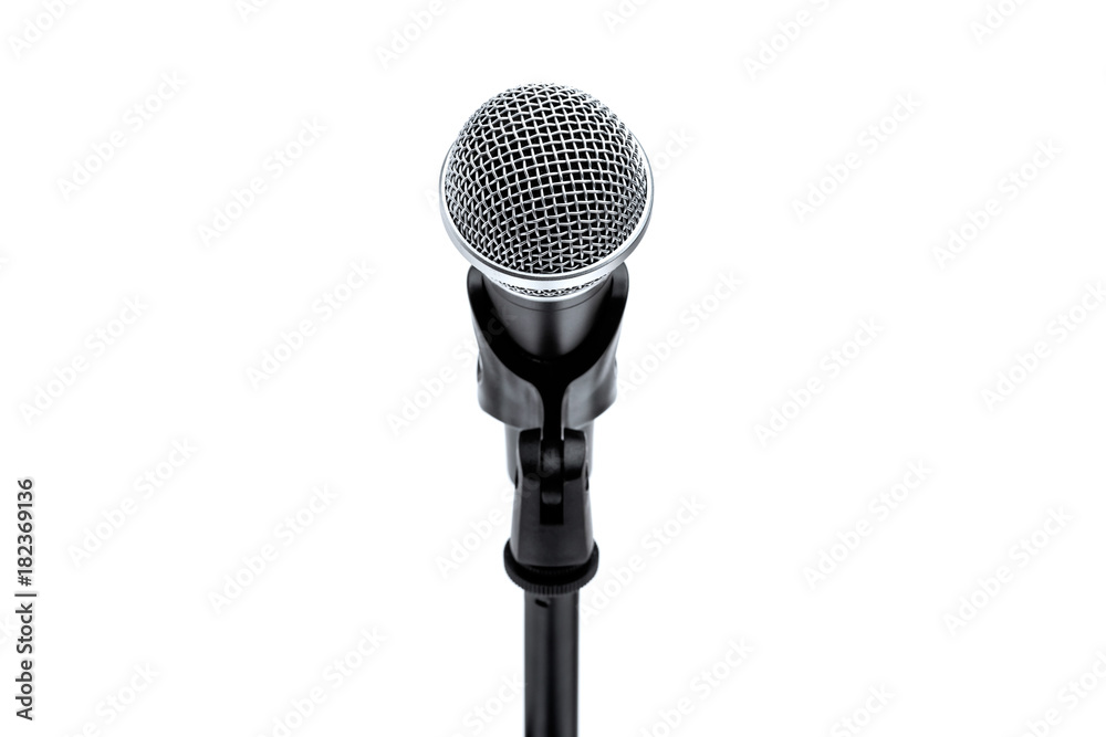 Obraz premium Microphone with stand isolated on white background