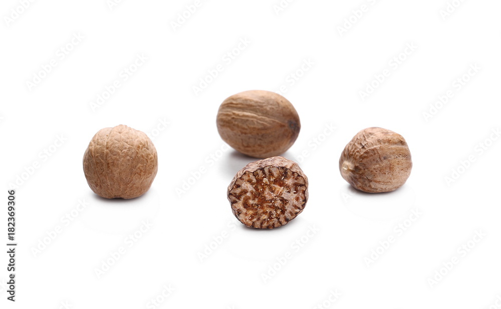 Nutmeg isolated on white background Nutmeg isolated on white background