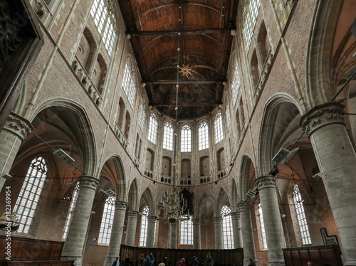 Interior of the Church of St. Lawrence  Grote Kerk or Great Church  in Alkmaar  Netherlands..