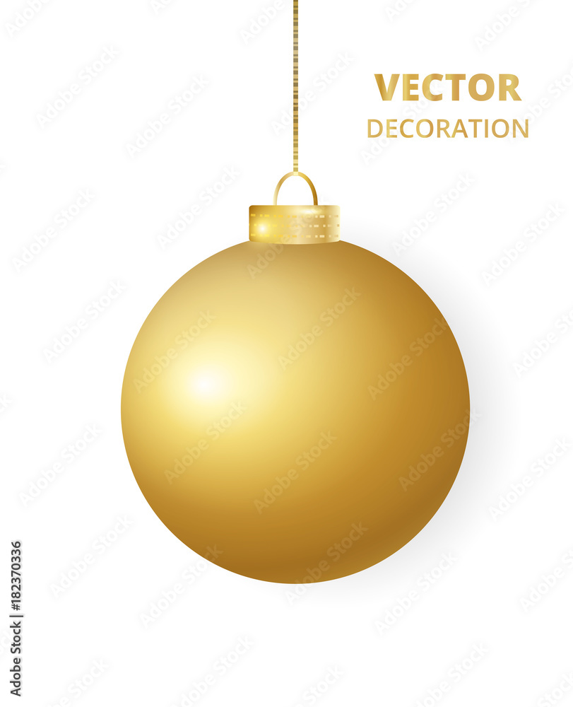 Hanging Christmas ball. Sparkling golden glitter bauble, holiday decoration. Hanging Christmas ball. Sparkling golden glitter bauble, holiday decoration.