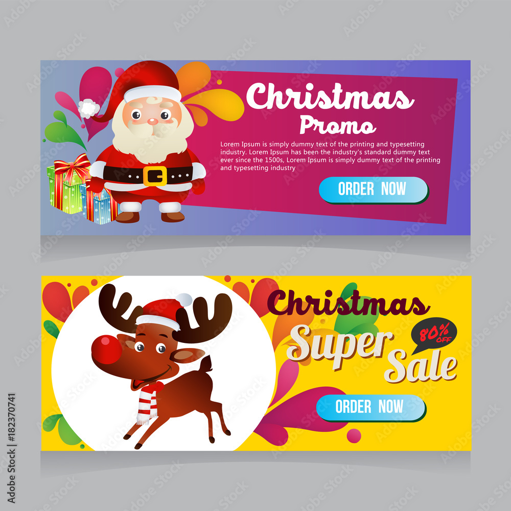 colorful christmas promo web banner