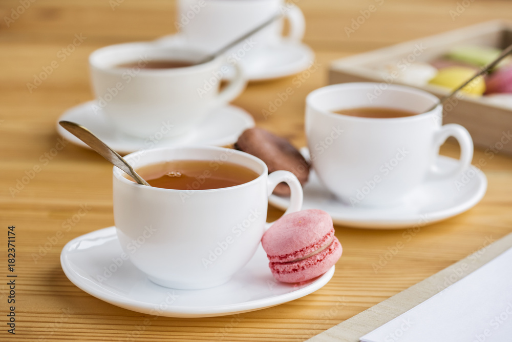 tea set and macarons