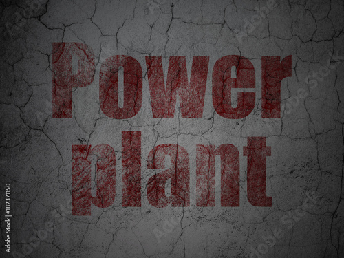 Industry concept: Red Power Plant on grunge textured concrete wall background