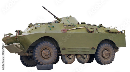 the Russian BRDM on white photo