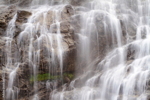 View of the waterfall of the veil of the bride, in the Valley of Valgaudemard, Ecrins National Park, Southern Alps, France