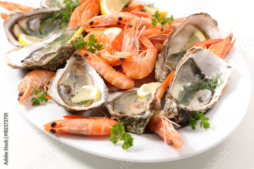 close up on seafood platter
