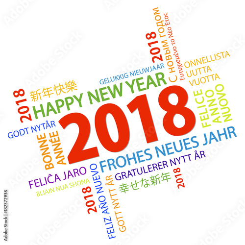 word cloud with new year 2018 greetings