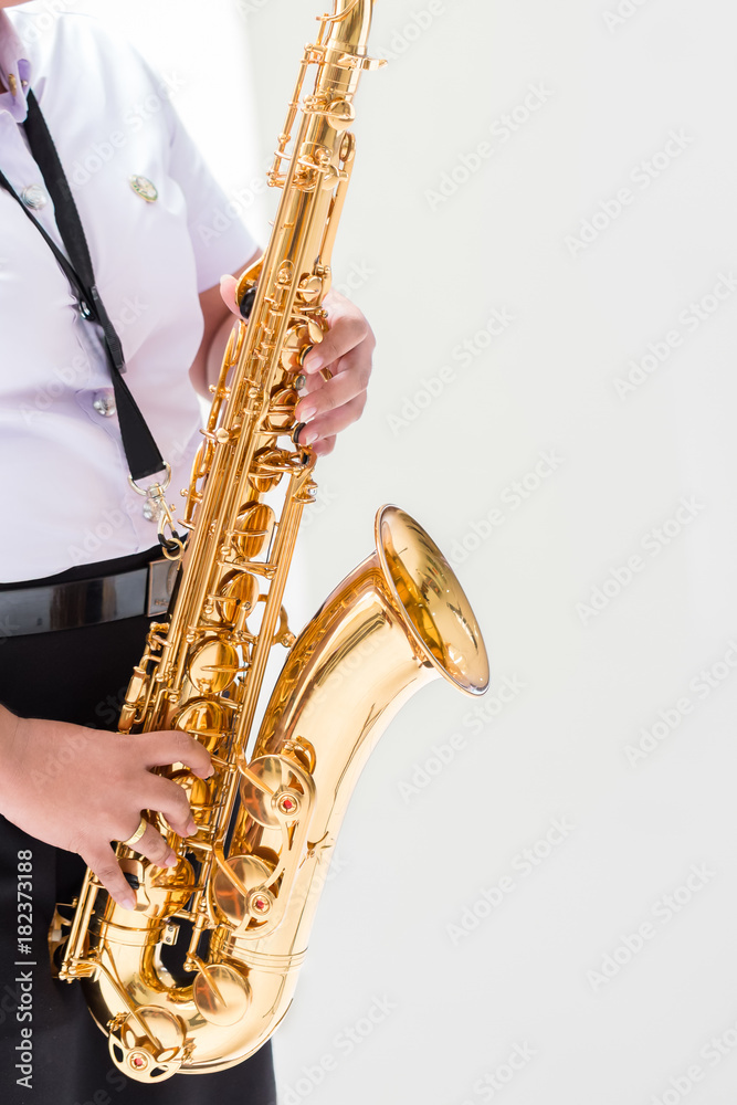 Obraz premium Students are playing saxophone in college, Thailand.
