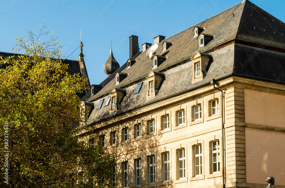 Low Angle View of Architecture of Building at Place Clairefontaine in Luxembourg City, Luxembourg
