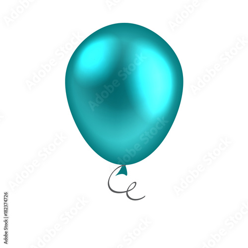 Turquoise balloon isolated on white background