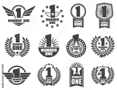 Vector number one retro corporate identity logos and labels