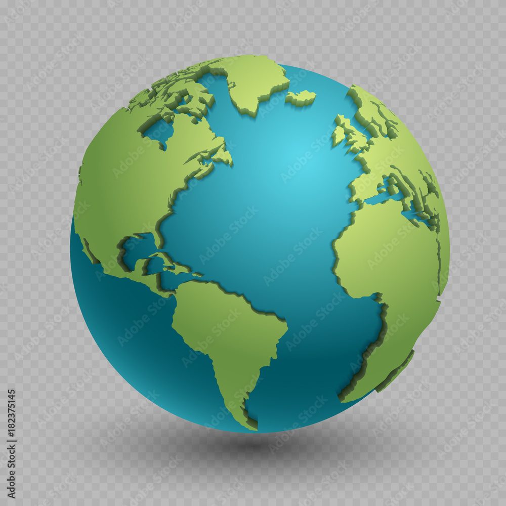 Modern 3d world map concept isolated on transparent background Modern 3d world map concept isolated on transparent background
