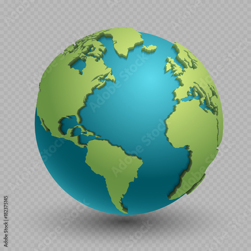 Modern 3d world map concept isolated on transparent background