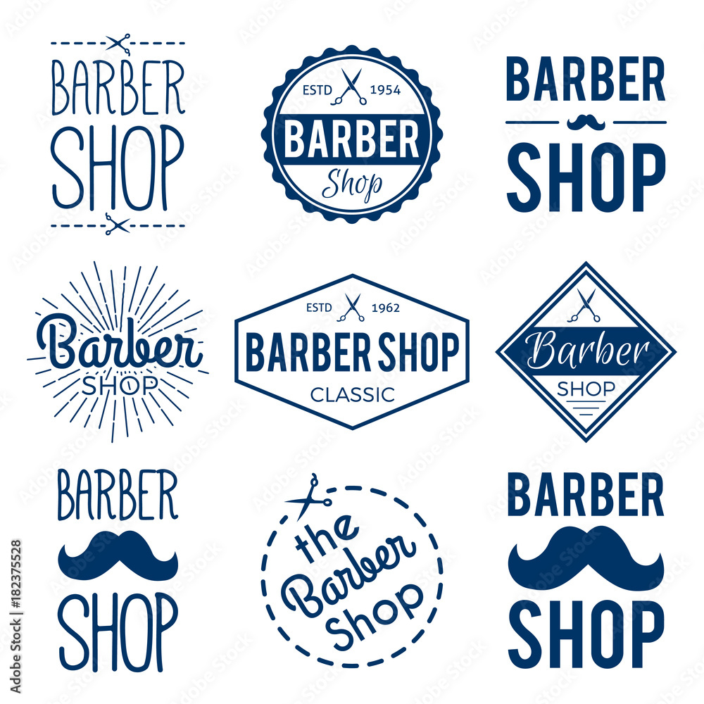 Fototapeta premium Barber Shop Badges/Labels Set