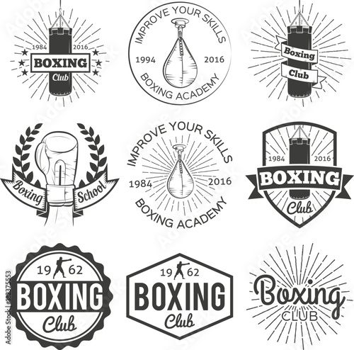 Boxing club badge set