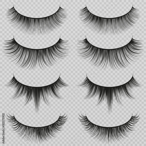 Feminine lashes vector set. Realistic false eyelashes fashion collection