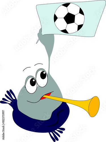 Fußballfan mit Tröte und Flagge