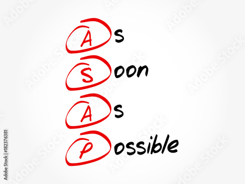 Asap As Soon As Possible Acronym Business Concept Background Stock Vector Adobe Stock