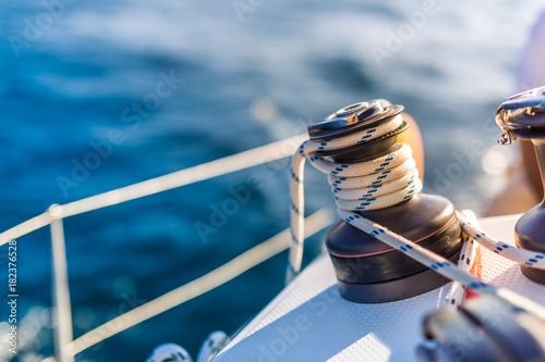 Sailing. Boat or yacht details. Sailing background © icemanphotos