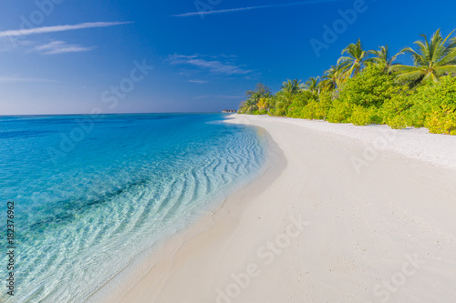 Fototapeta Naklejka Na Ścianę i Meble -  Beautiful summer beach scene as tropical landscape background use for vacation and travel or tourism concept