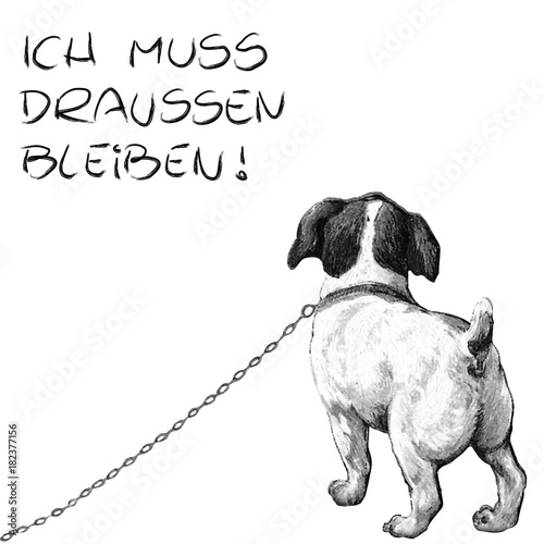 Jack Russel - kleiner Hund Welpe Hündchen - Lithographie Vektor - schwarz weiß - dog