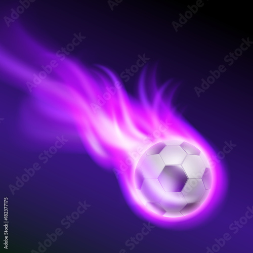 Fototapeta Naklejka Na Ścianę i Meble -  Burning football on purple fire
