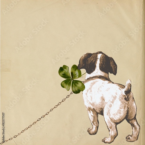 Jack Russel - kleiner Hund Welpe Hündchen - Lithographie Vektor - schwarz weiß - dog