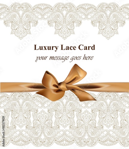 Luxury lace background Vector with handmade ornaments gold color