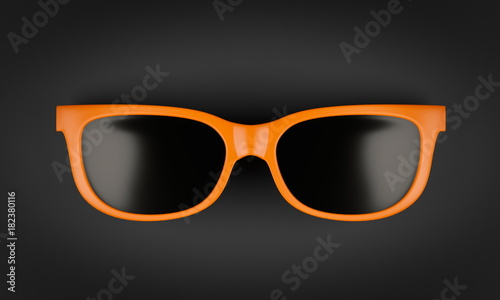 Orange sun glasses over the black background - 3d render