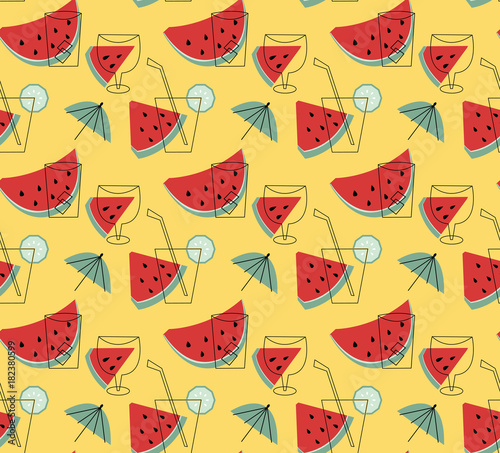 Summer lemonade with watermelon vector wallpaper.