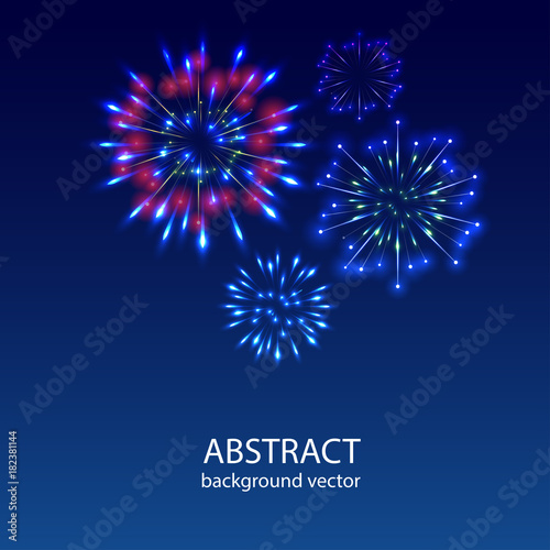  Fireworks on twilight background vector. Firework new year holiday celebration.