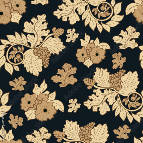 Floral seamless pattern with flower. Vector monochrome background for textile, print, wallpapers, wrapping.