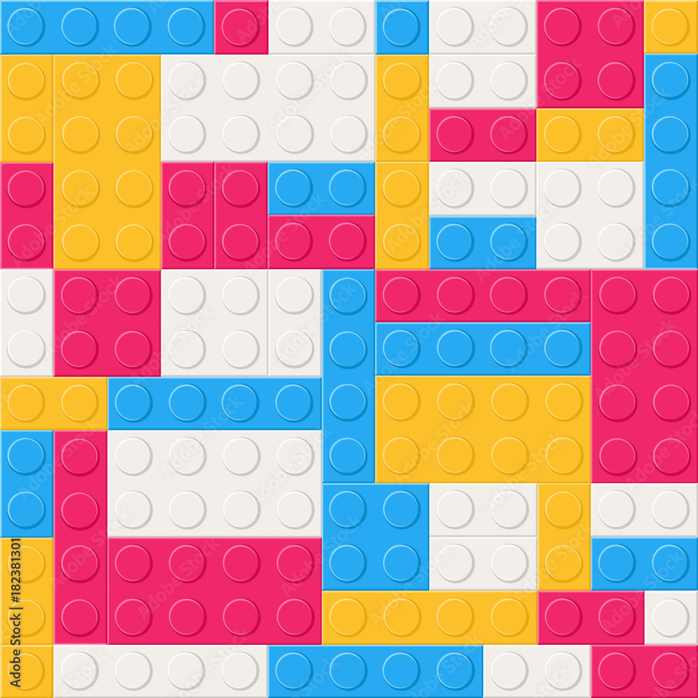 Seamless pattern with plastic construction details, parts or pieces ...