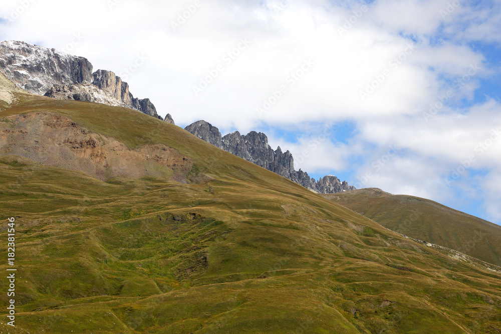 Naklejka premium landscape view in mountainous terrain in Georgia