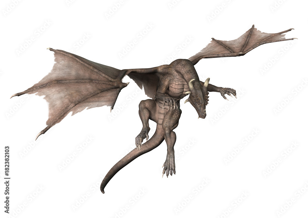 Obraz premium 3D Rendering Fantasy Dragon on White