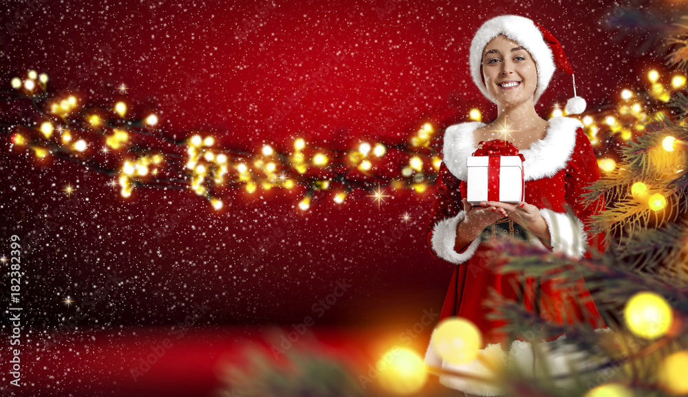 santa claus woman and xmas time santa claus woman and xmas time