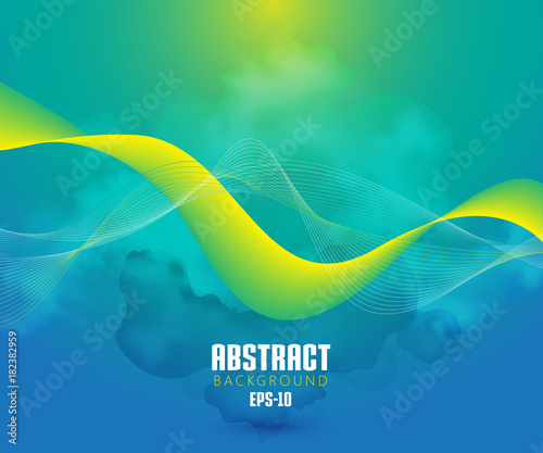 Abstract Wave Set on Colorful Background. Vector Illustration. EPS10