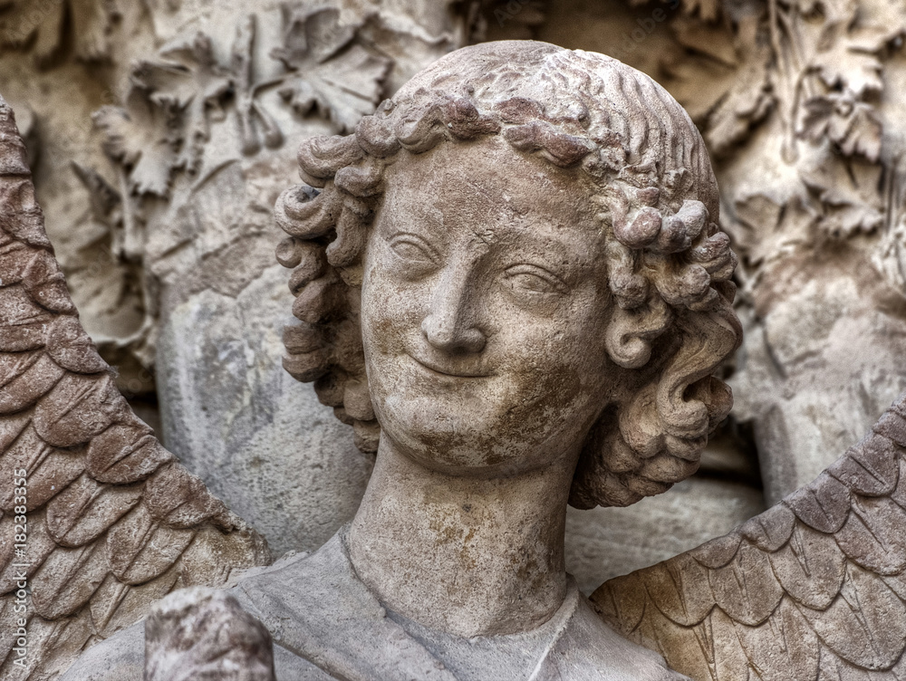 L'ange au sourire de la cathédrale de Reims, Marne, France