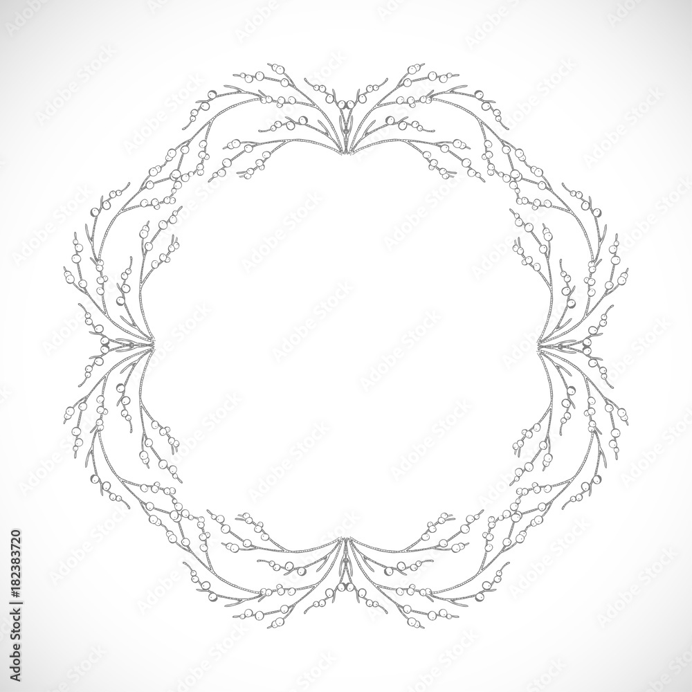 Monochrome, delicate frame from branches Monochrome, delicate frame from branches