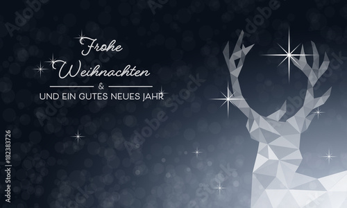 Weihnachtskarte Hirsch - Blau (DE)